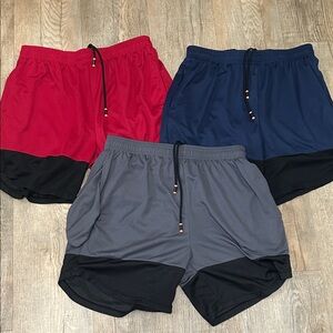Men's Athletic Shorts - Red, Blue, and Gray bundle
